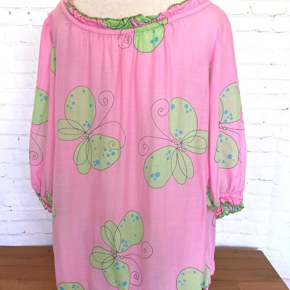70's Cover Up - Pink with Butterflies - Size - Medium Bathing Suit Cover Up - Picture 7 of 9